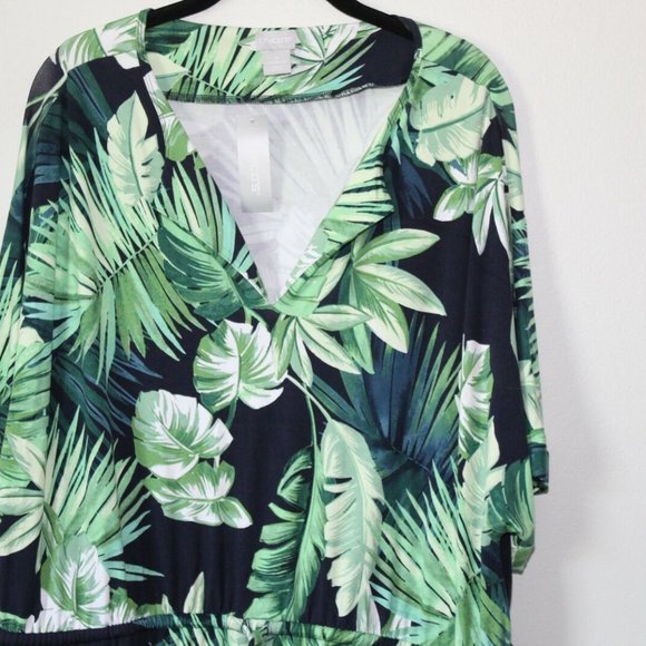 NWT Chico's Tropical Print Tie Waist Dress Palm Tie Women's Size 3 16/18 H12956 - Picture 4 of 12
